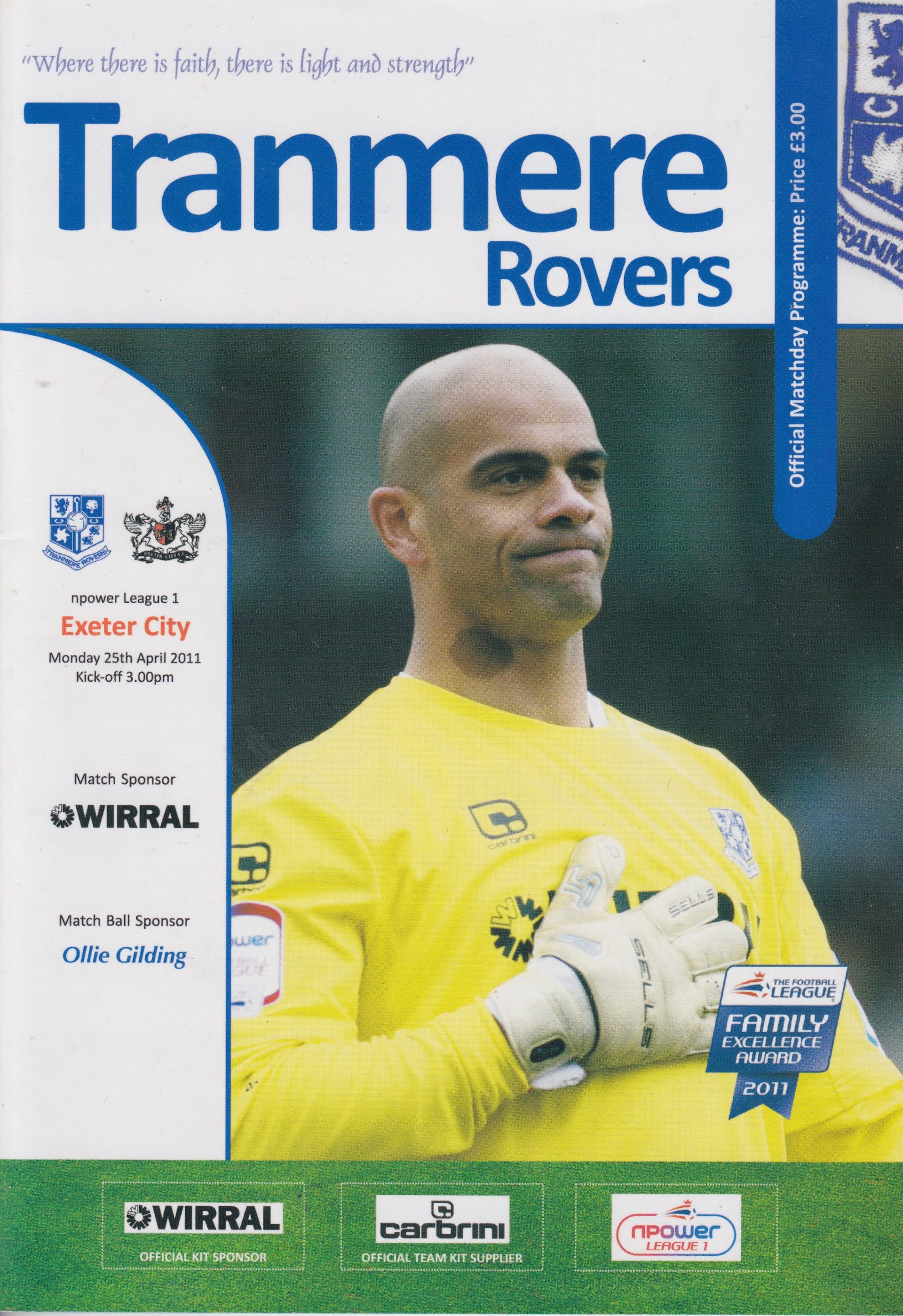 Tranmere Rovers v Exeter City match programme
